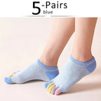 Toe Separation Socks — Breathable Women’s Low - Cut Cotton Blend (Blue EU 35 - 39) - | Zavonix