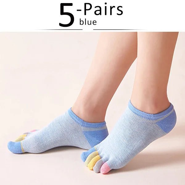 Toe Separation Socks — Breathable Women’s Low - Cut Cotton Blend (Blue EU 35 - 39) - | Zavonix