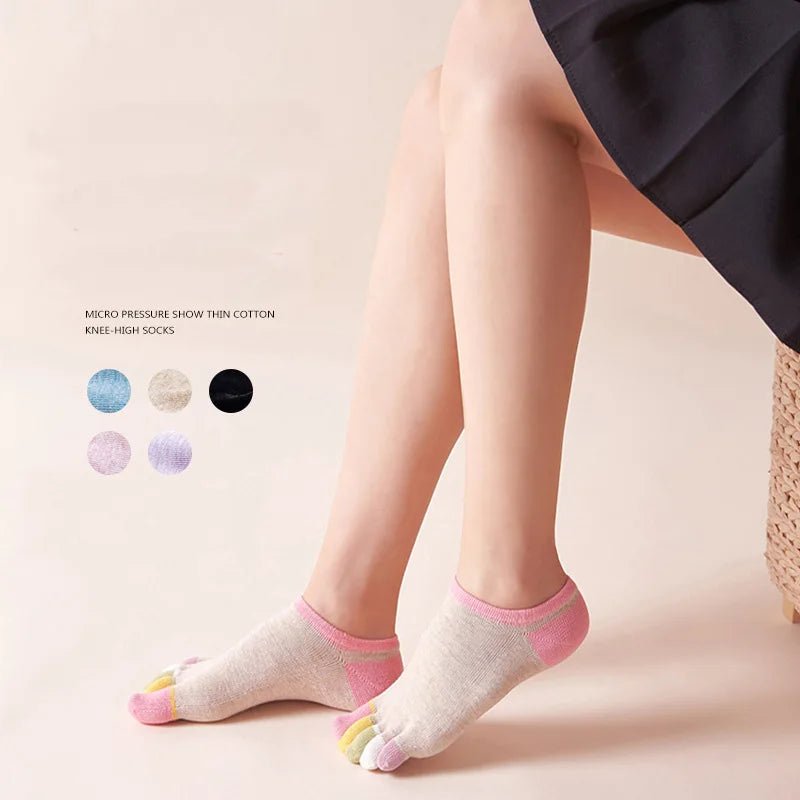Toe Separation Socks — Breathable Women’s Low - Cut Cotton Blend (Pink EU 35 - 39) - | Zavonix