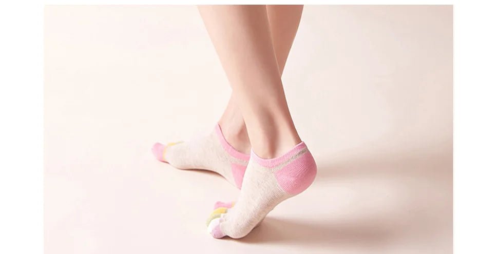 Toe Separation Socks — Breathable Women’s Low - Cut Cotton Blend (Pink EU 35 - 39) - | Zavonix
