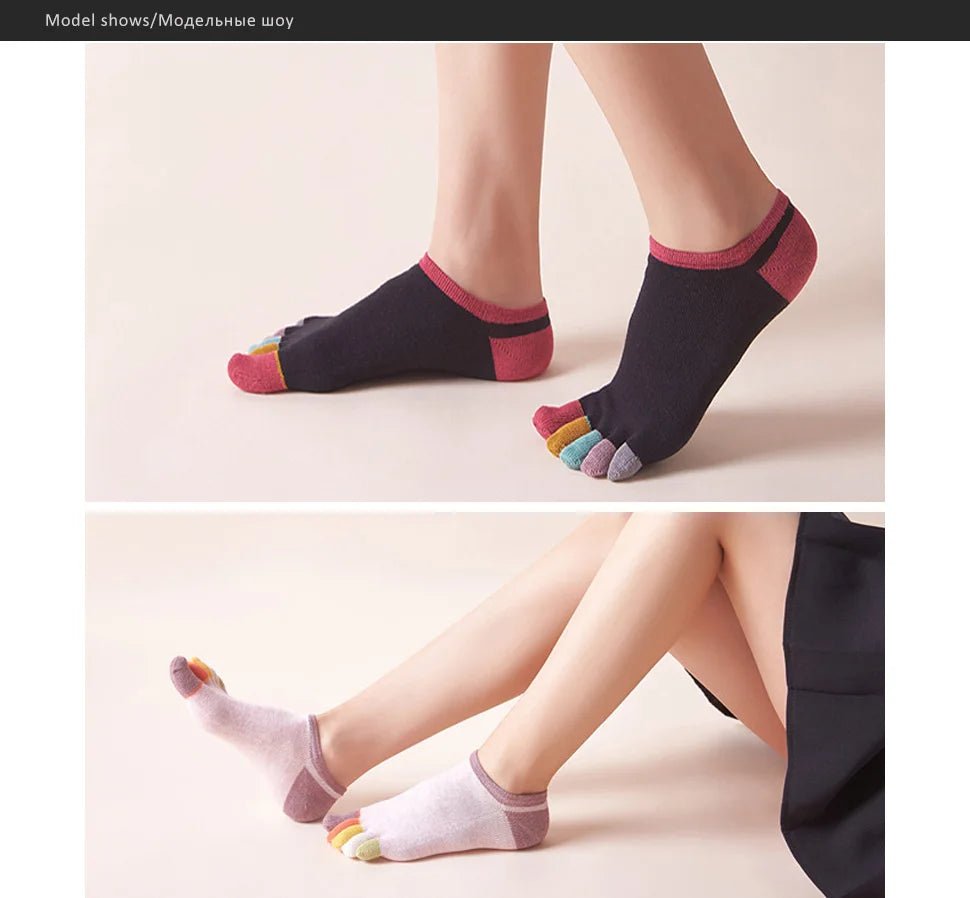 Toe Separation Socks — Breathable Women’s Low - Cut Cotton Blend (Pink EU 35 - 39) - | Zavonix