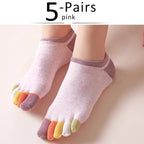 Toe Separation Socks — Breathable Women’s Low - Cut Cotton Blend (Pink EU 35 - 39) - | Zavonix