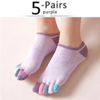 Toe Separation Socks — Breathable Women’s Low - Cut Cotton Blend (Pink EU 35 - 39) - | Zavonix