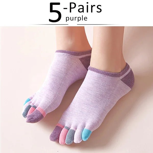 Toe Separation Socks — Breathable Women’s Low - Cut Cotton Blend (PURPLE EU 35 - 39) - | Zavonix