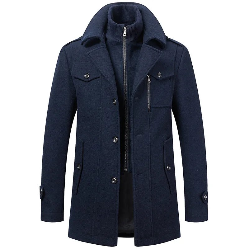 "Torino" Heritage Wool - Mix Overcoat (Navy XS) - | Zavonix