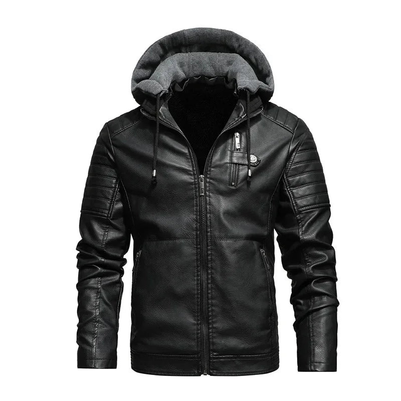 "Torino" Vegan Leather Hoodie Jacket (Black XS) - Jacket | Zavonix