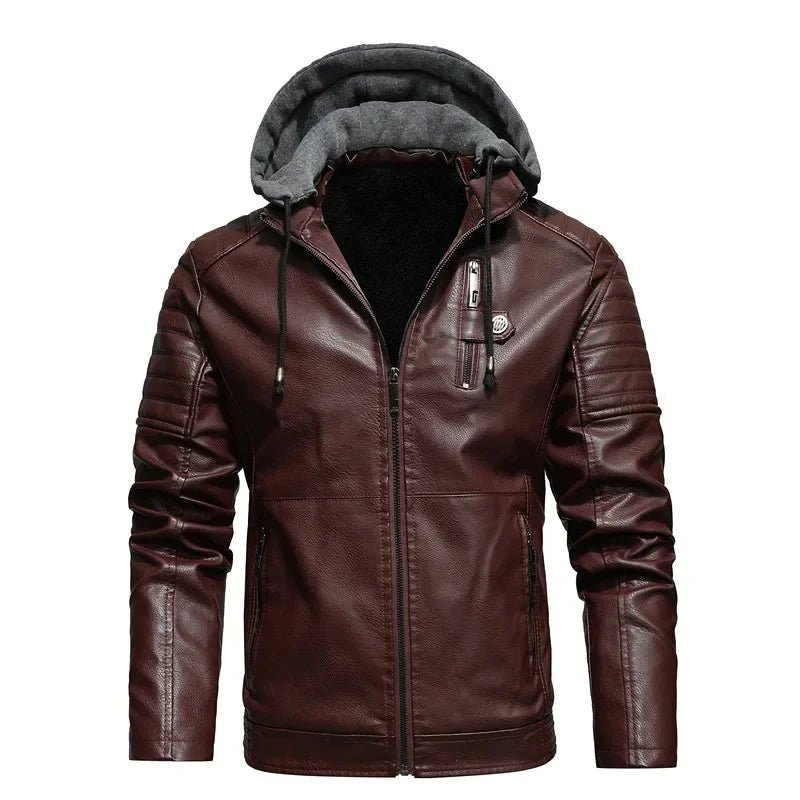 "Torino" Vegan Leather Hoodie Jacket (Dark Brown XS) - Jacket | Zavonix