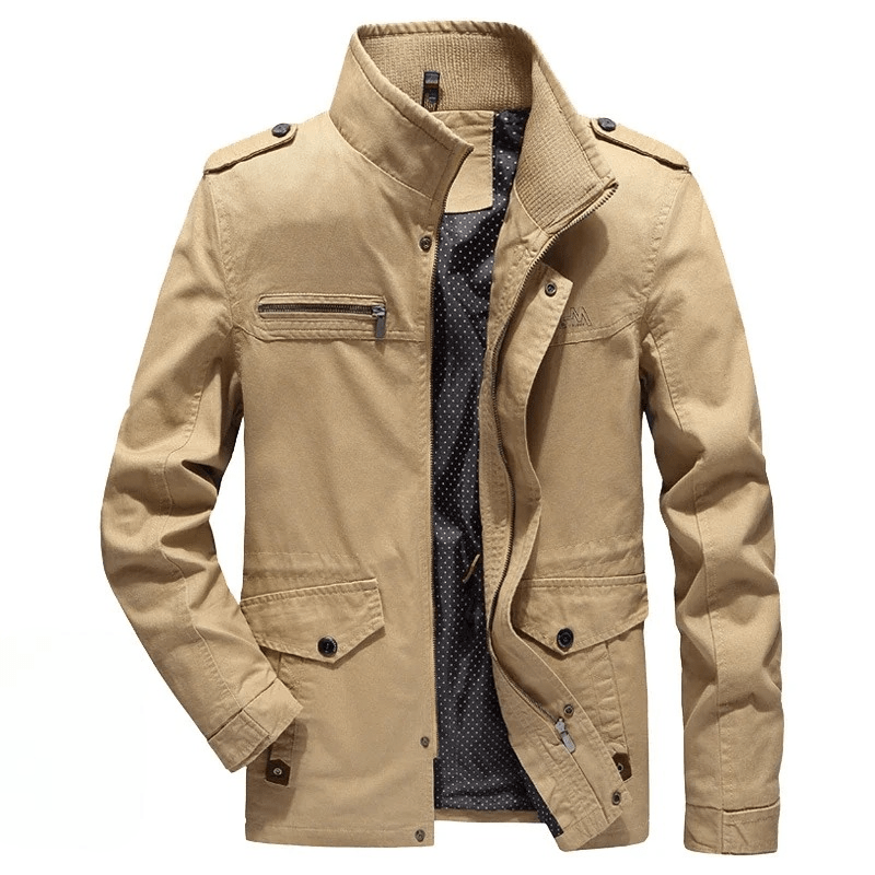 Tovren — Lightweight Cotton Jacket with Secure Pockets (Khaki XS) - | Zavonix