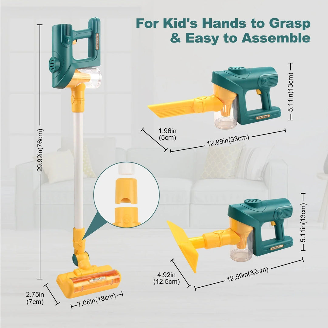 Measurements for the upright toy vacuum and two handheld setups