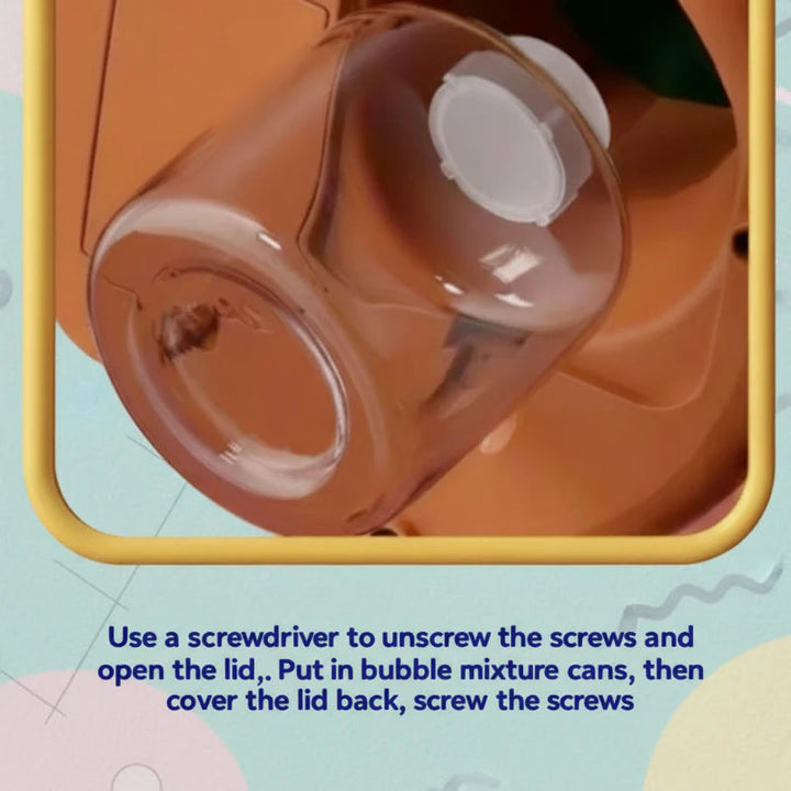 Underside of the Christmas tree base showing the clear bubble-solution container