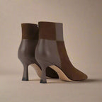 Tulip Heel Ankle Boot (Dark Brown 4) - | Zavonix