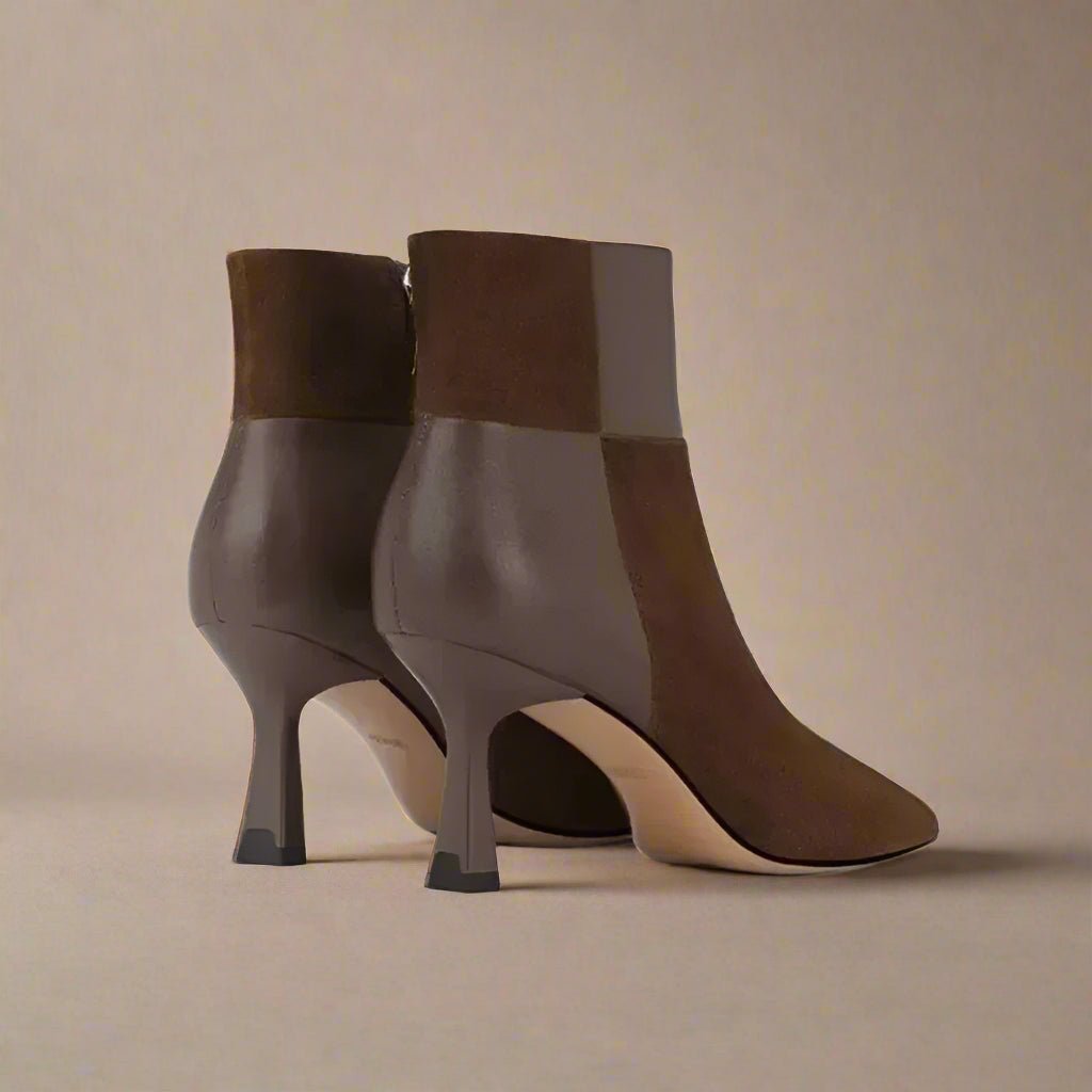 Tulip Heel Ankle Boot (Dark Brown 4) - | Zavonix