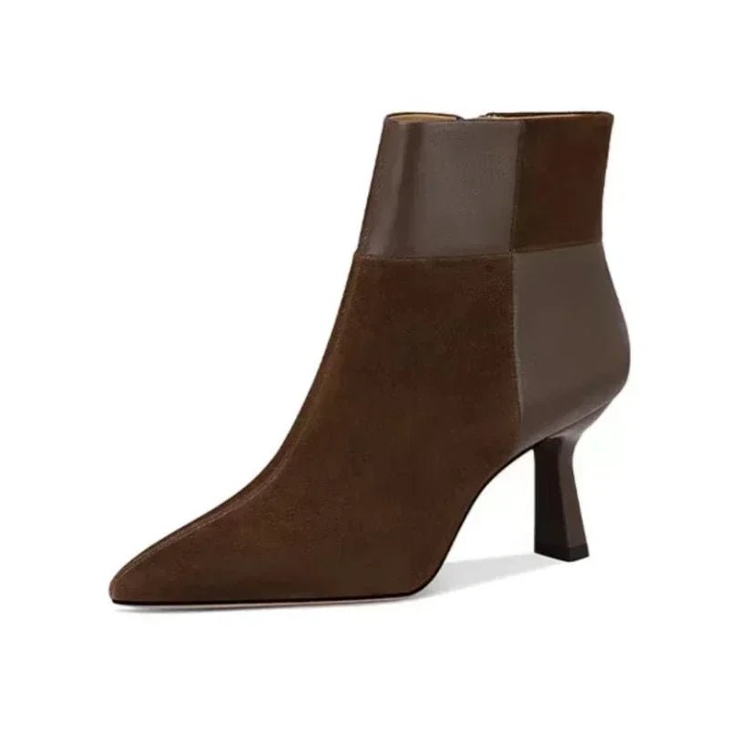 Tulip Heel Ankle Boot (Dark Brown 4) - | Zavonix