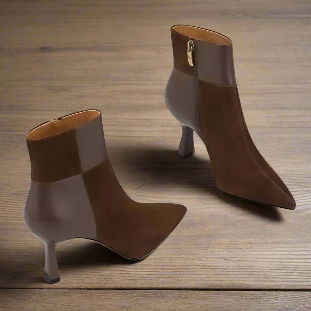 Tulip Heel Ankle Boot (Dark Brown 4) - | Zavonix