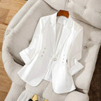 Unstoppable Linen Blazer™ — Command Every Room with Effortless Power and Poise (White XS) - | Zavonix