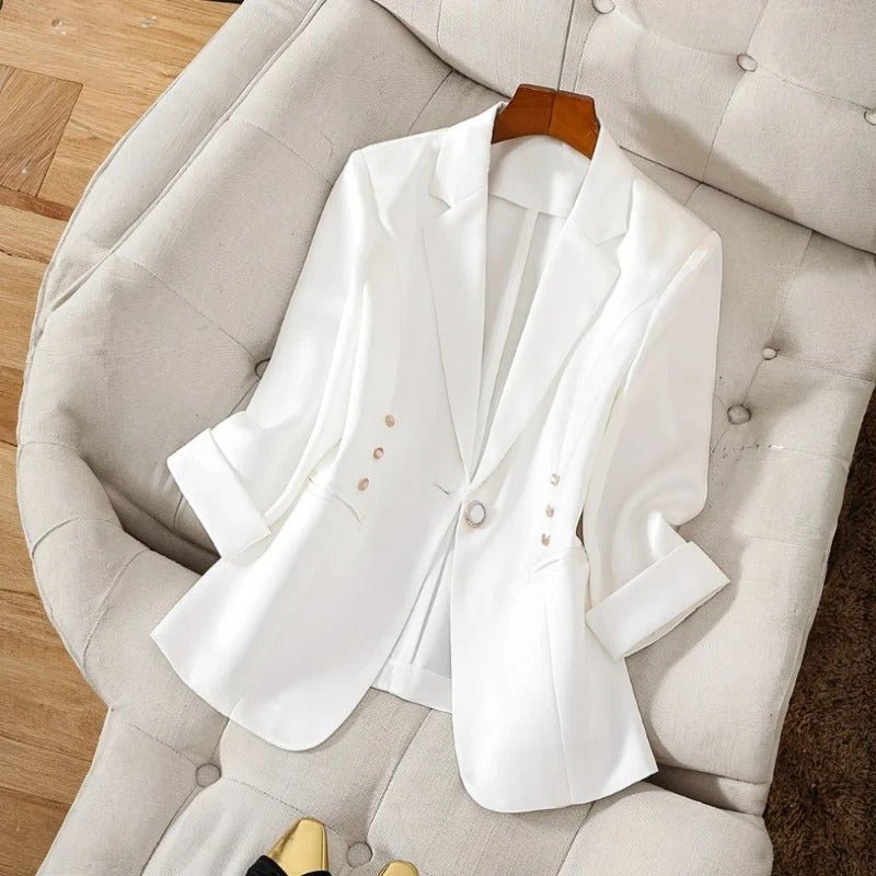 Unstoppable Linen Blazer™ — Command Every Room with Effortless Power and Poise (White XS) - | Zavonix