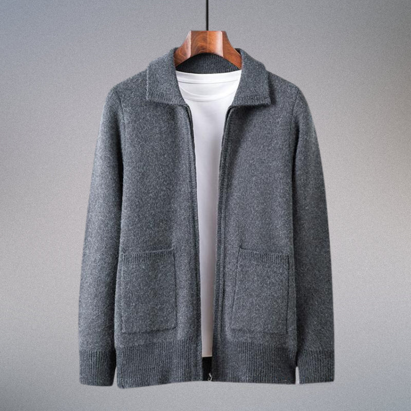 Valero Wool Cardigan — Soft Warm Layering Sweater for Cool Weather (Gray S) - | Zavonix