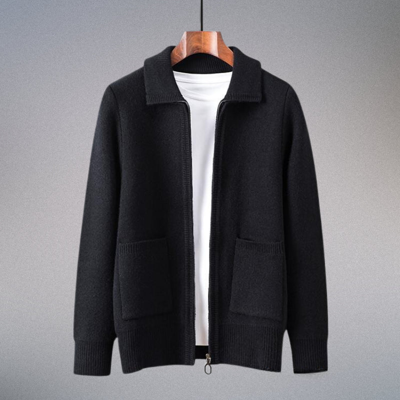 Valero Wool Cardigan — Soft Warm Layering Sweater for Cool Weather (Black S) - | Zavonix