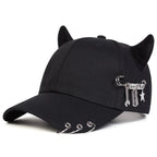 Varek Wave Cap — Edgy Horn Accent Hat with Metal Details (Beige ) - | Zavonix