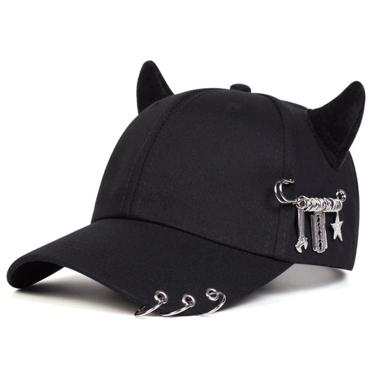 Varek Wave Cap — Edgy Horn Accent Hat with Metal Details - Zavonix