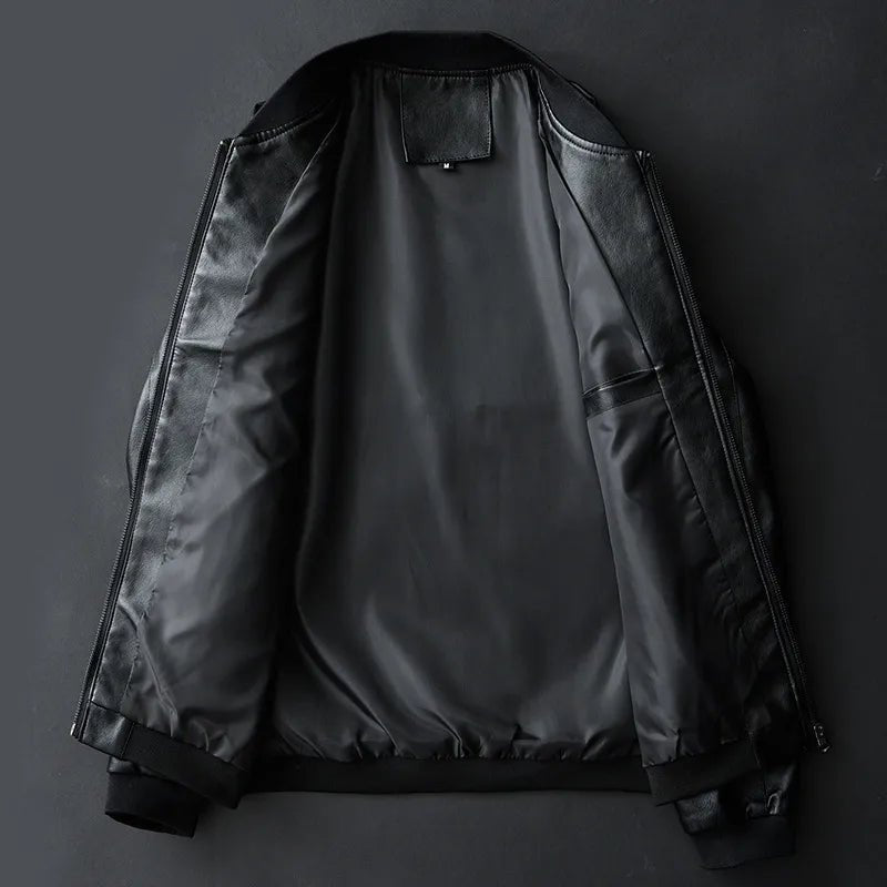 Varellio — Italian Leather Jacket with Structured Fit and Ribbed Hems (Black XS) - | Zavonix