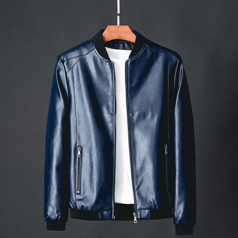 Varellio — Italian Leather Jacket with Structured Fit and Ribbed Hems (Black XS) - | Zavonix