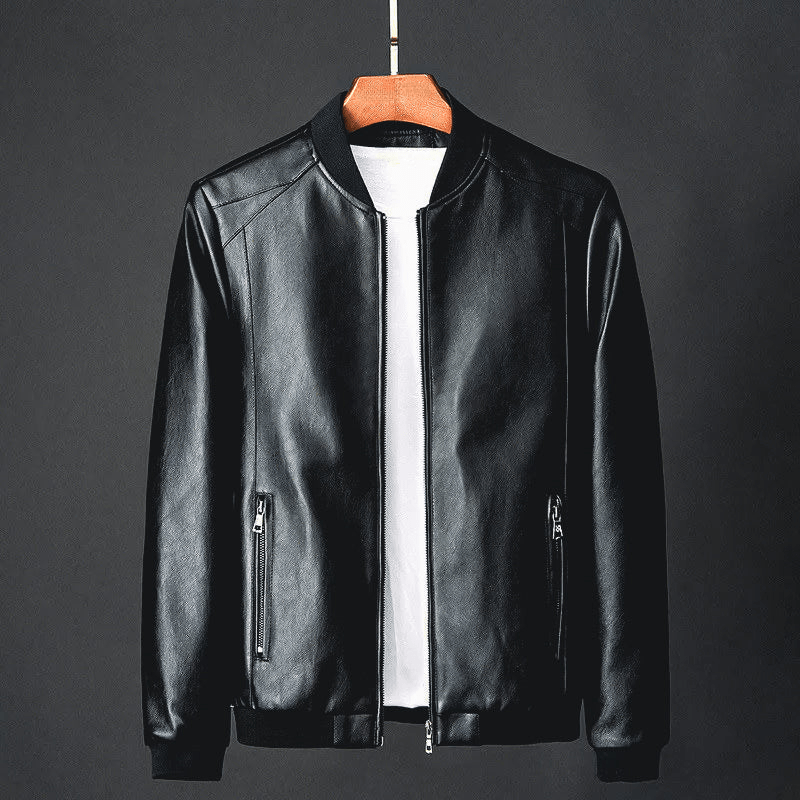 Varellio — Italian Leather Jacket with Structured Fit and Ribbed Hems (Black XS) - | Zavonix