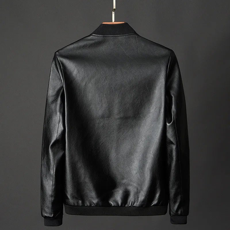 Varellio — Italian Leather Jacket with Structured Fit and Ribbed Hems (Black XS) - | Zavonix