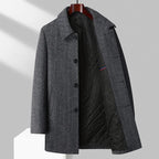 Varello — Wool Trench Coat with Quilted Lining and Classic Fit (Gray XS) - | Zavonix