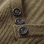 Varlen — Merino Wool V - Neck Sweater with Button Detail (Green S) - | Zavonix
