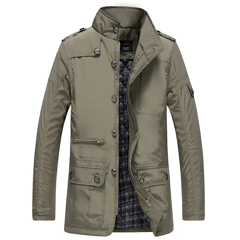 Varro — Premium Cotton Trench Coat with Plaid Lining and Utility Pockets (Black XS) - | Zavonix