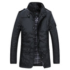 Varro — Premium Cotton Trench Coat with Plaid Lining and Utility Pockets (Black XS) - | Zavonix