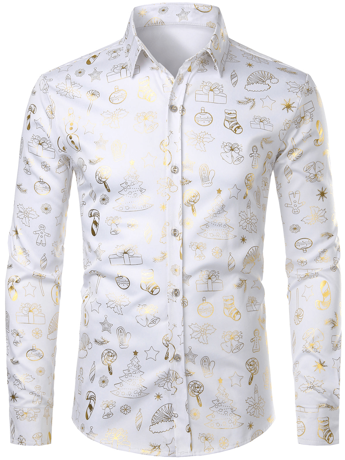 Velaro — Men's Lightweight Shiny Long Sleeve Christmas Shirt (White S) - xmas | Zavonix