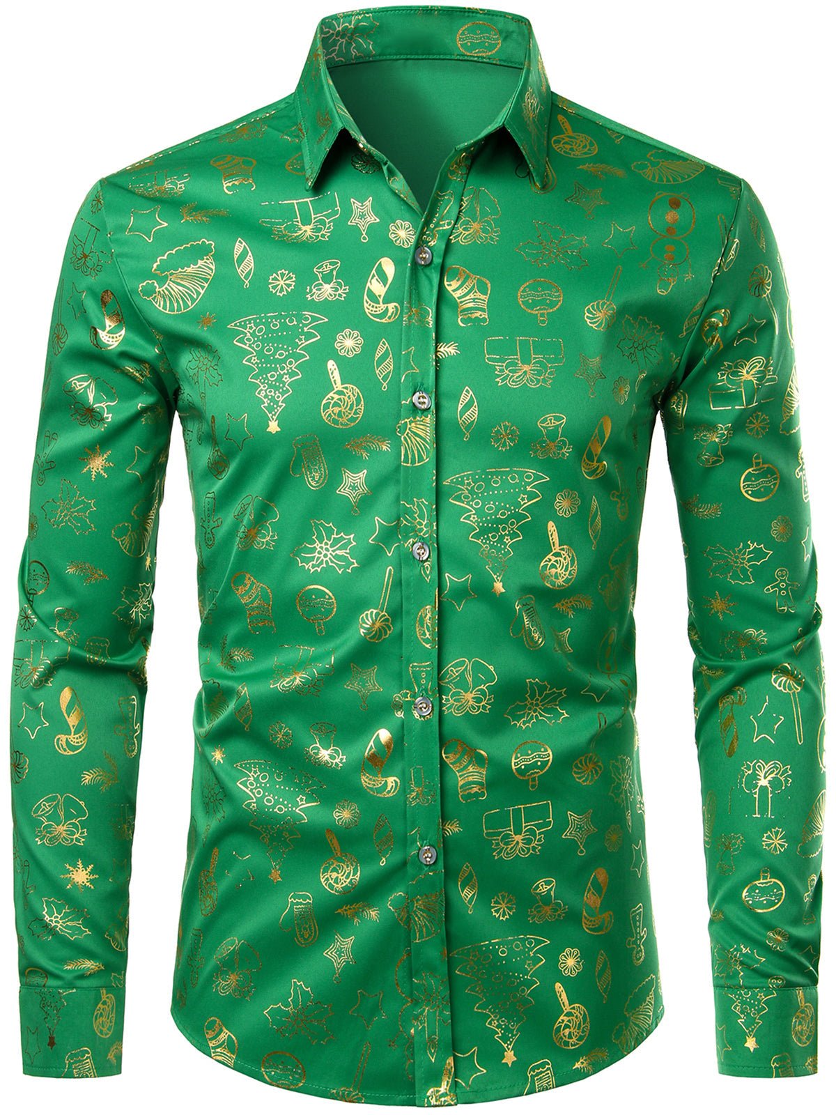 Velaro — Men's Lightweight Shiny Long Sleeve Christmas Shirt (Green S) - xmas | Zavonix