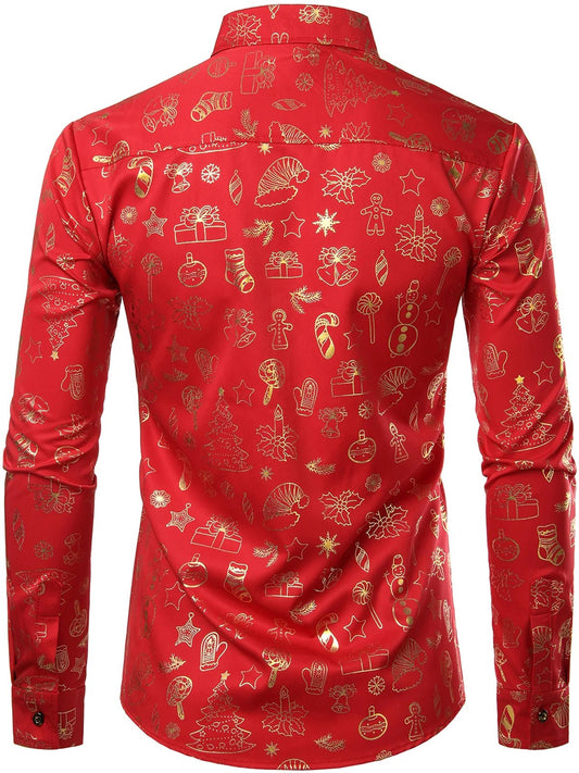 Velaro — Men's Lightweight Shiny Long Sleeve Christmas Shirt - xmas - Zavonix