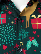Velden — Men’s Cotton Long Sleeve Shirt for Holiday Comfort (Green S) - xmas | Zavonix