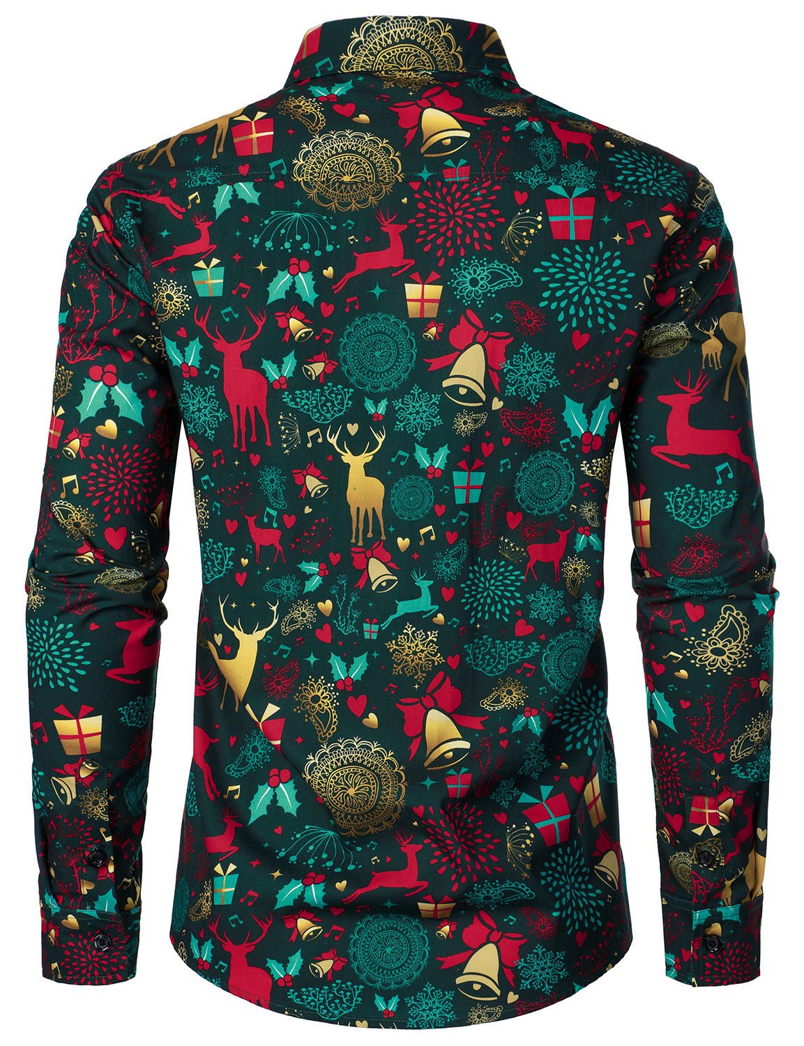 Velden — Men’s Cotton Long Sleeve Shirt for Holiday Comfort (Green S) - xmas | Zavonix