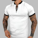 Vellano — Breathable Cotton Zip Shirt with Contrasting Collar (Black S) - | Zavonix