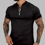 Vellano — Breathable Cotton Zip Shirt with Contrasting Collar - Zavonix