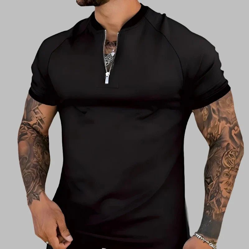Vellano — Breathable Cotton Zip Shirt with Contrasting Collar - Zavonix