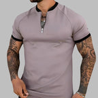 Vellano — Breathable Cotton Zip Shirt with Contrasting Collar (Black S) - | Zavonix