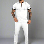 Vellano — Breathable Cotton Zip Shirt with Contrasting Collar (Black S) - | Zavonix