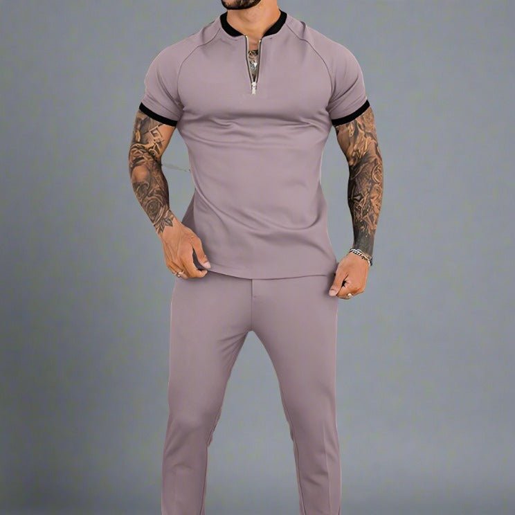 Vellano — Breathable Cotton Zip Shirt with Contrasting Collar (Black S) - | Zavonix