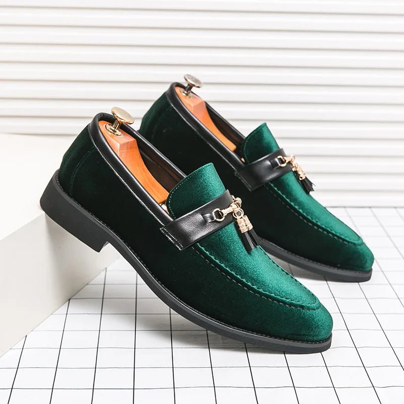 Velvet Loafers (Green 6) - | Zavonix