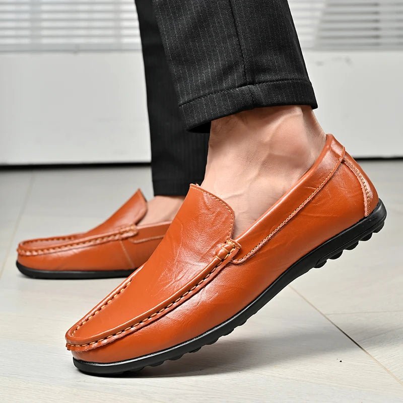 Velare — Premium Leather Loafers with Comfortable Fit (Orange 6) - | Zavonix