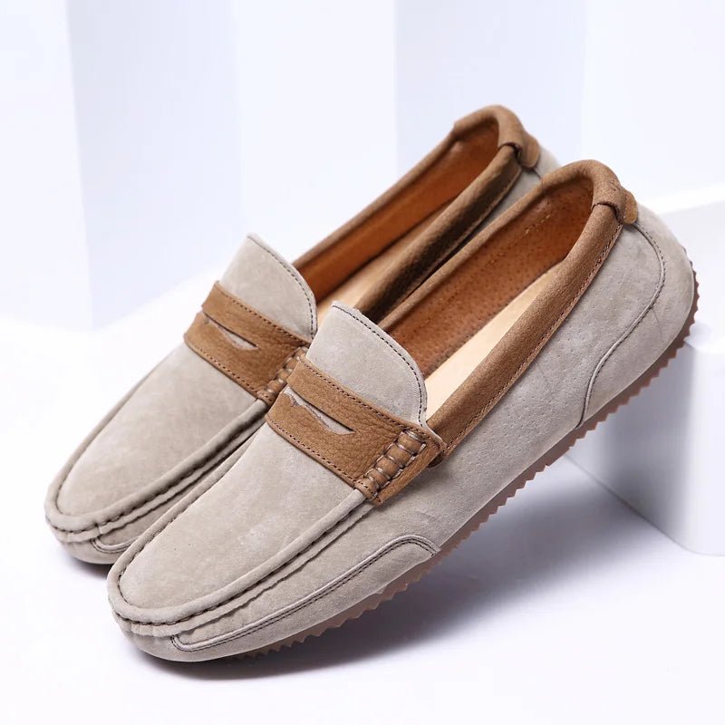 Velaro — Premium Suede Loafers with Cushioned Comfort and Durable Sole (Khaki 6) - | Zavonix