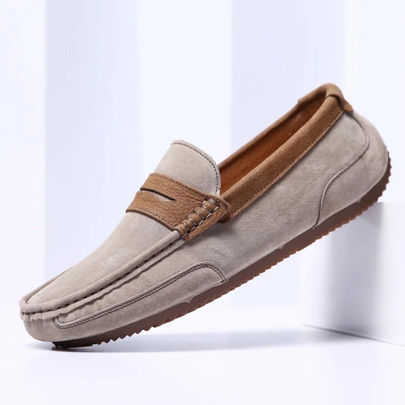 Velaro — Premium Suede Loafers with Cushioned Comfort and Durable Sole (Khaki 6) - | Zavonix