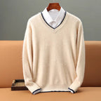 Velora — V - Neck Cashmere Mink Sweater with Soft Warmth (Blue XS) - | Zavonix