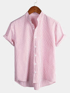 Velren — Men’s Breathable Cotton Henley Shirt with Short Sleeves (Red S) - short | Zavonix