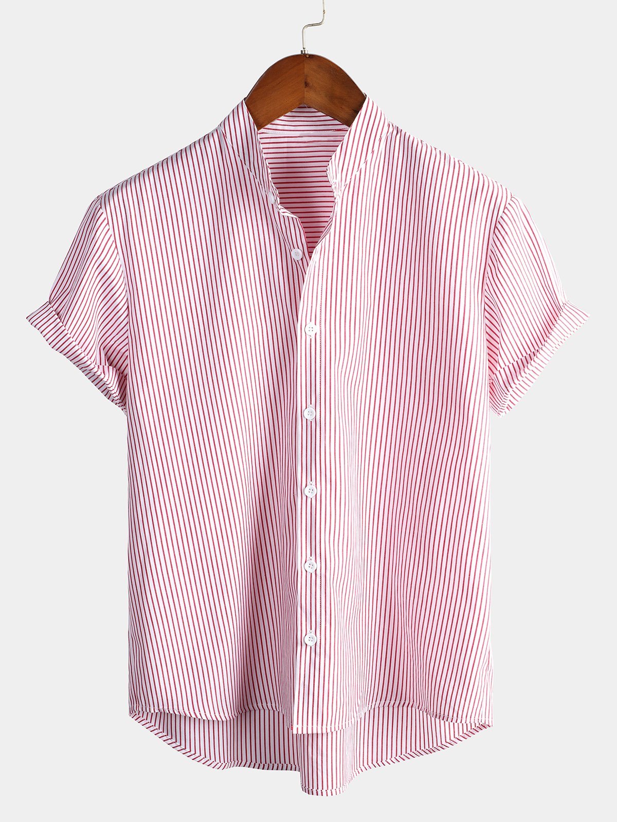 Velren — Men’s Breathable Cotton Henley Shirt with Short Sleeves (Red S) - short | Zavonix